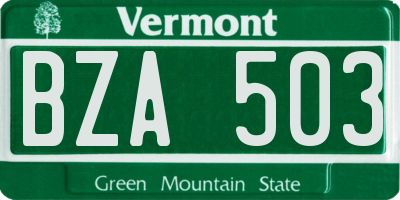 VT license plate BZA503