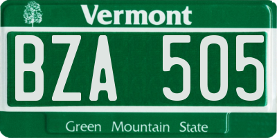 VT license plate BZA505