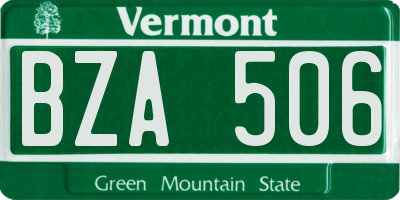 VT license plate BZA506