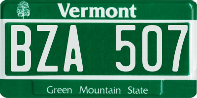 VT license plate BZA507