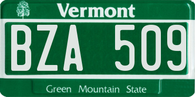 VT license plate BZA509