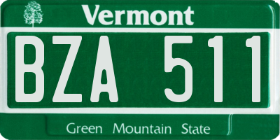 VT license plate BZA511