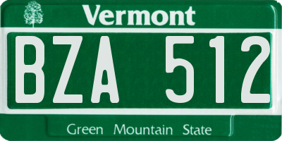 VT license plate BZA512