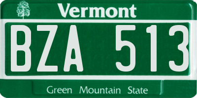 VT license plate BZA513