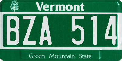 VT license plate BZA514