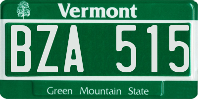 VT license plate BZA515