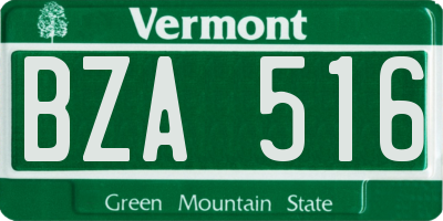 VT license plate BZA516