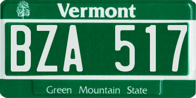 VT license plate BZA517