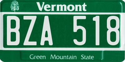VT license plate BZA518