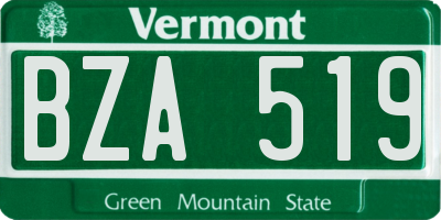 VT license plate BZA519