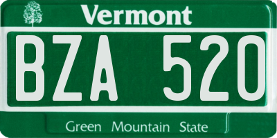 VT license plate BZA520