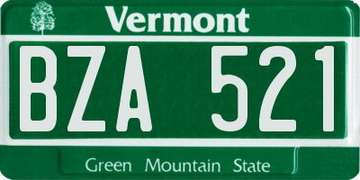 VT license plate BZA521
