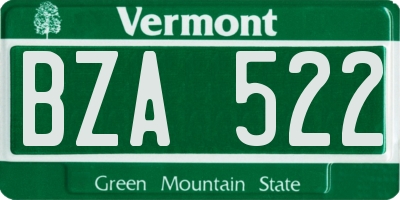 VT license plate BZA522