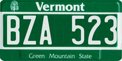 VT license plate BZA523