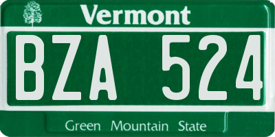 VT license plate BZA524