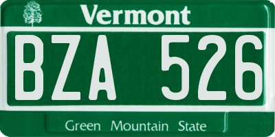 VT license plate BZA526