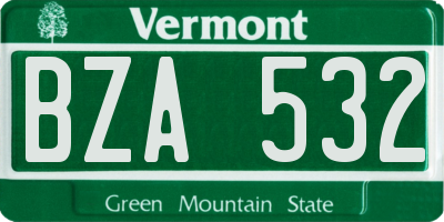 VT license plate BZA532