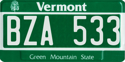 VT license plate BZA533