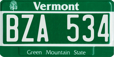 VT license plate BZA534