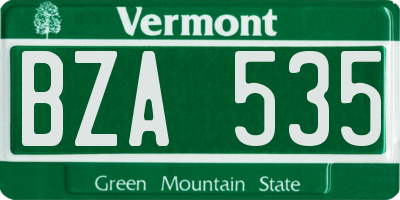 VT license plate BZA535