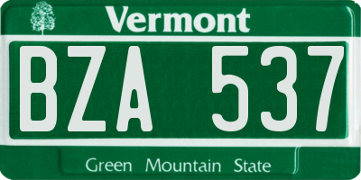 VT license plate BZA537