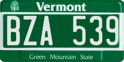 VT license plate BZA539