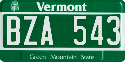 VT license plate BZA543
