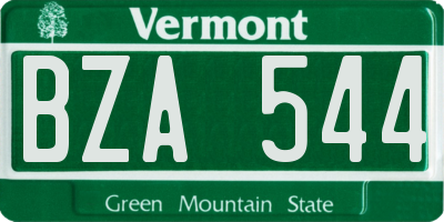 VT license plate BZA544