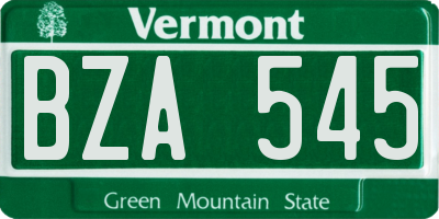 VT license plate BZA545