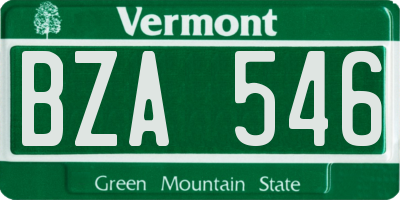VT license plate BZA546