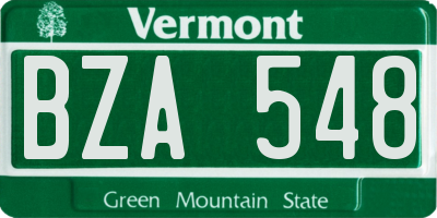 VT license plate BZA548