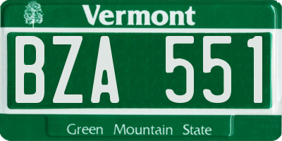 VT license plate BZA551