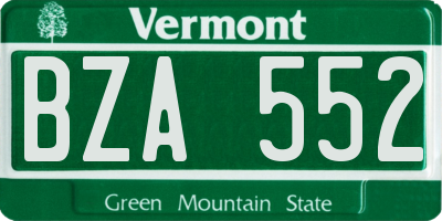 VT license plate BZA552