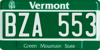 VT license plate BZA553