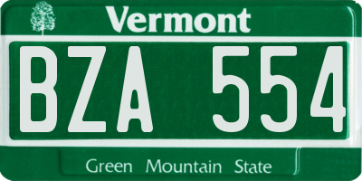 VT license plate BZA554