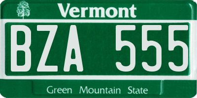 VT license plate BZA555