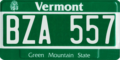 VT license plate BZA557