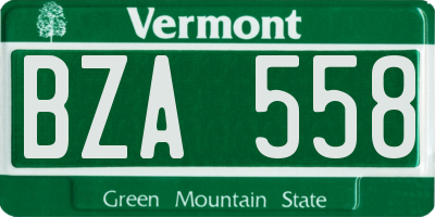 VT license plate BZA558