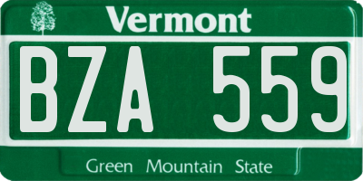 VT license plate BZA559