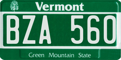 VT license plate BZA560