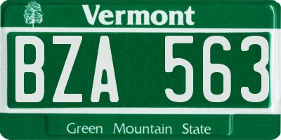 VT license plate BZA563