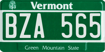 VT license plate BZA565