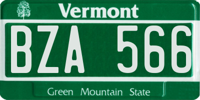 VT license plate BZA566