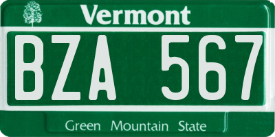 VT license plate BZA567