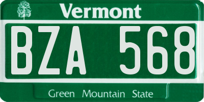 VT license plate BZA568