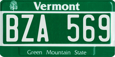 VT license plate BZA569
