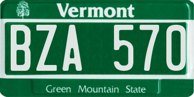 VT license plate BZA570