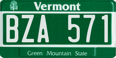 VT license plate BZA571