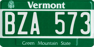 VT license plate BZA573