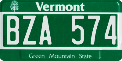 VT license plate BZA574